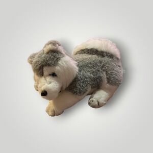 Nanco Husky Puppy Dog Plush Stuffed Animal‎ Grey White Soft Toy Curled Tail